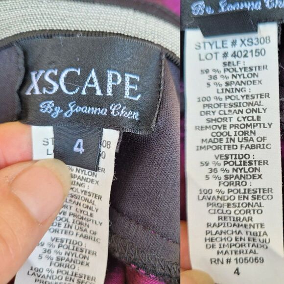 Vintage 80's Xscape Gown Strapless Gathered Mermaid Fishtail Goth Punk Purple XS - Picture 4 of 17